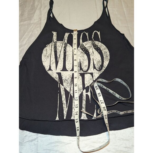 Miss Me Raw Edge Black Tank Women's Size Medium Oversized - Picture 11 of 13